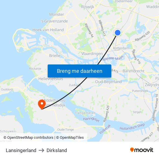 Lansingerland to Dirksland map