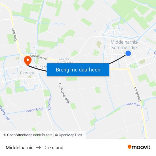 Middelharnis to Dirksland map