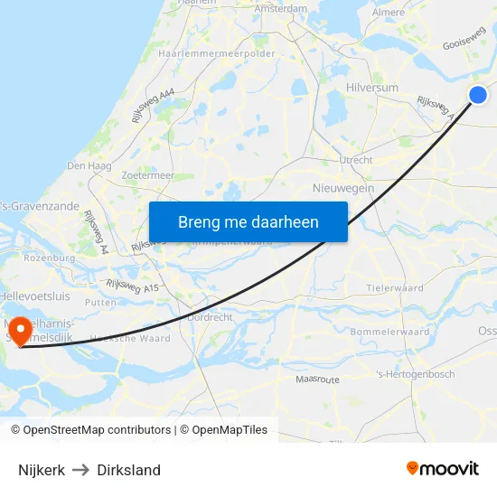 Nijkerk to Dirksland map