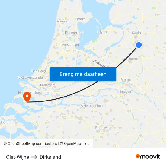 Olst-Wijhe to Dirksland map