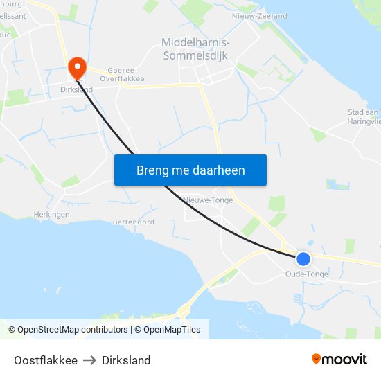Oostflakkee to Dirksland map