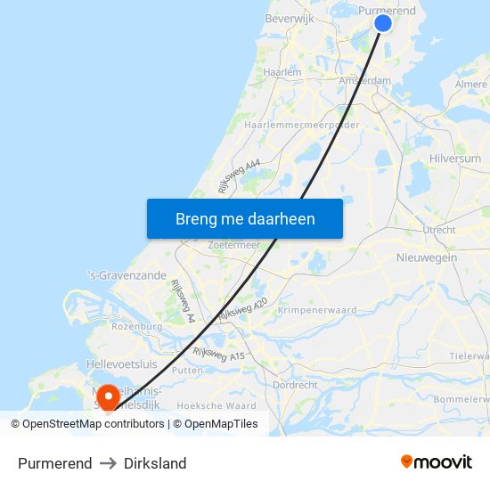 Purmerend to Dirksland map