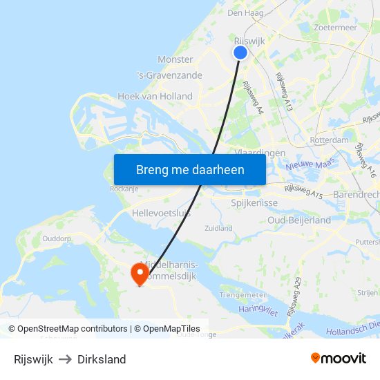 Rijswijk to Dirksland map