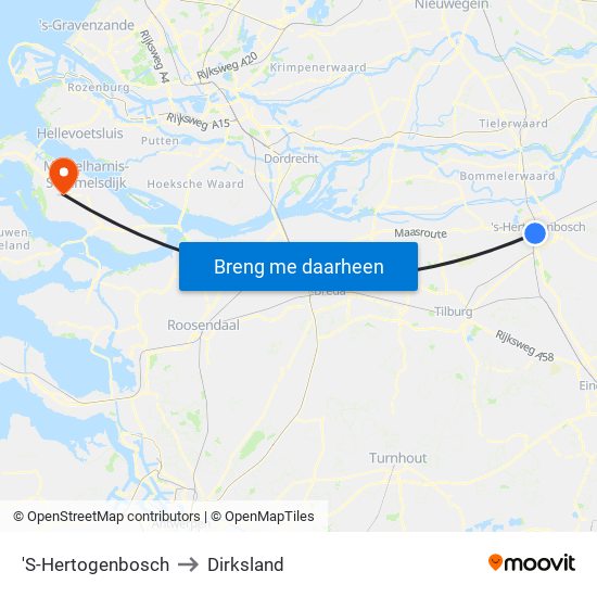'S-Hertogenbosch to Dirksland map
