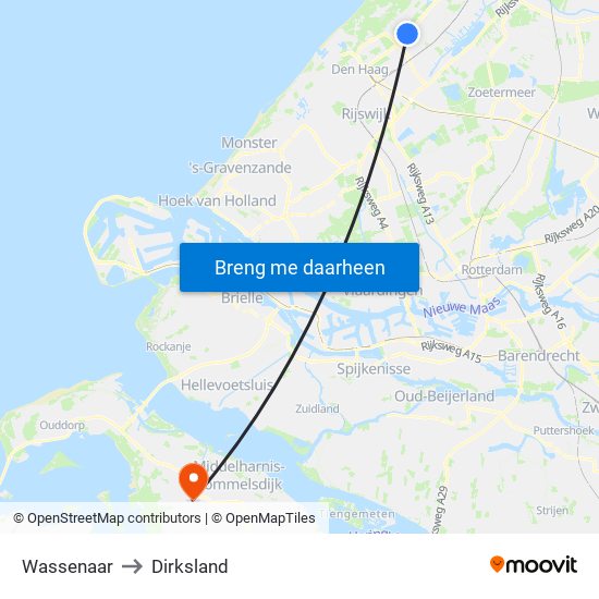 Wassenaar to Dirksland map
