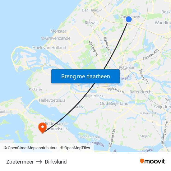 Zoetermeer to Dirksland map