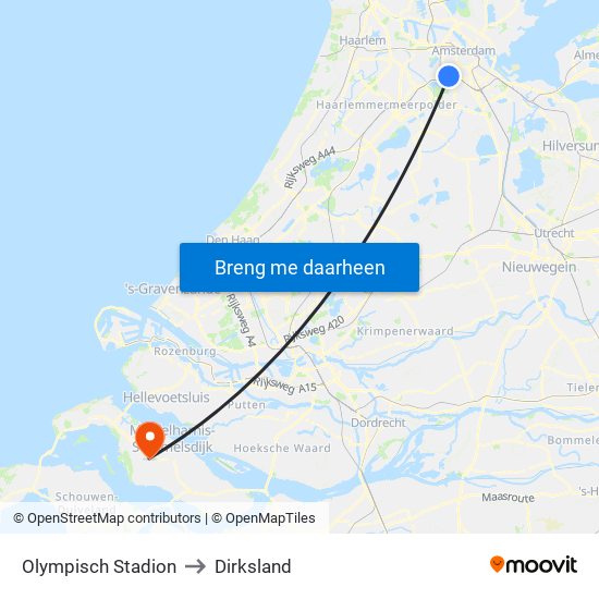 Olympisch Stadion to Dirksland map