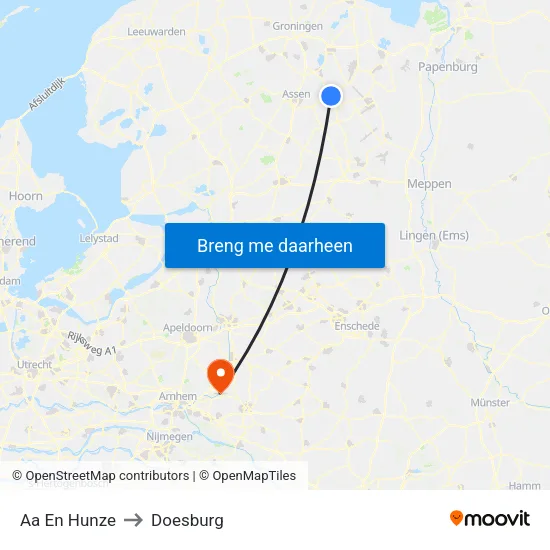 Aa En Hunze to Doesburg map