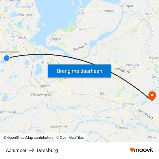 Aalsmeer to Doesburg map