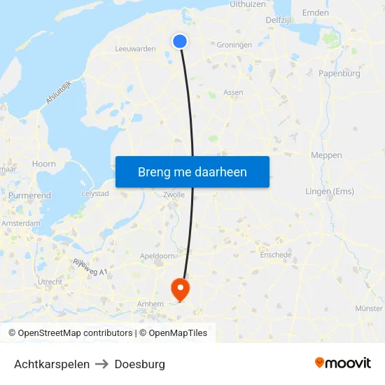 Achtkarspelen to Doesburg map