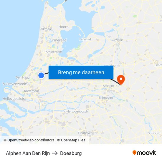 Alphen Aan Den Rijn to Doesburg map