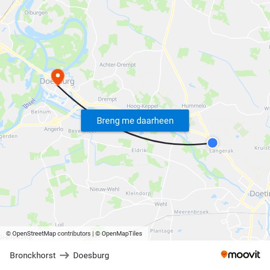 Bronckhorst to Doesburg map