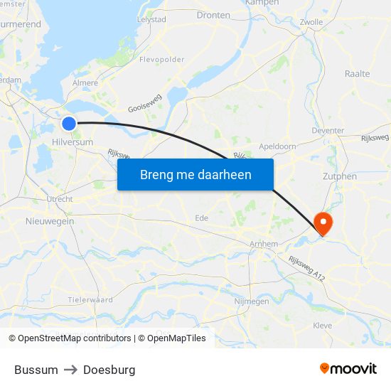 Bussum to Doesburg map