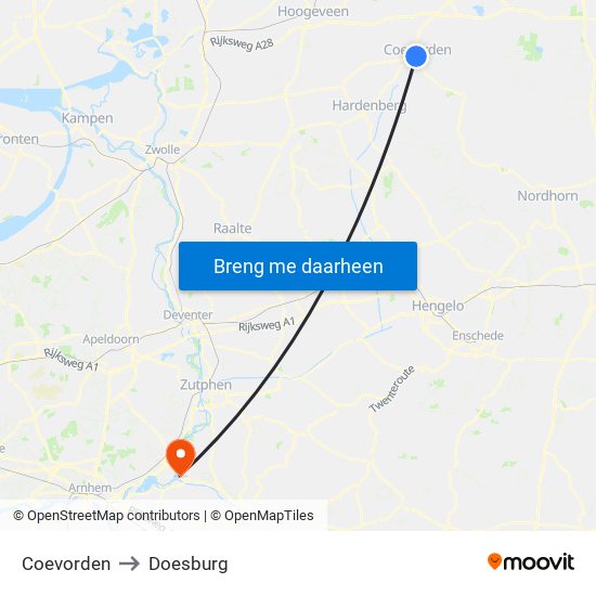 Coevorden to Doesburg map