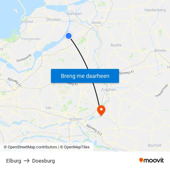 Elburg to Doesburg map