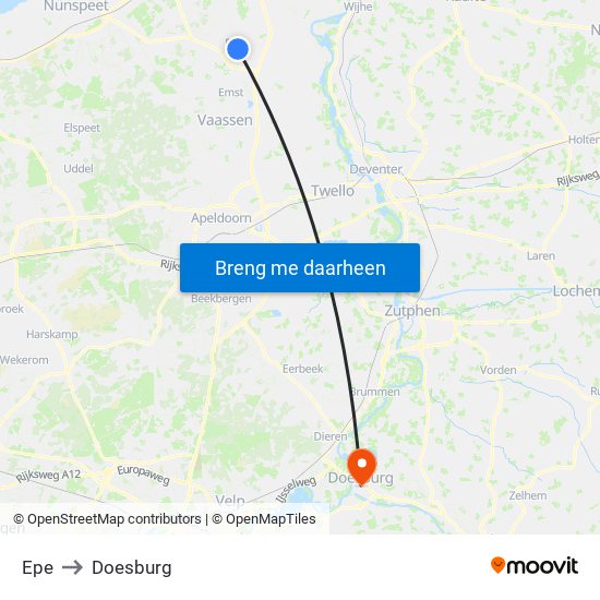 Epe to Doesburg map