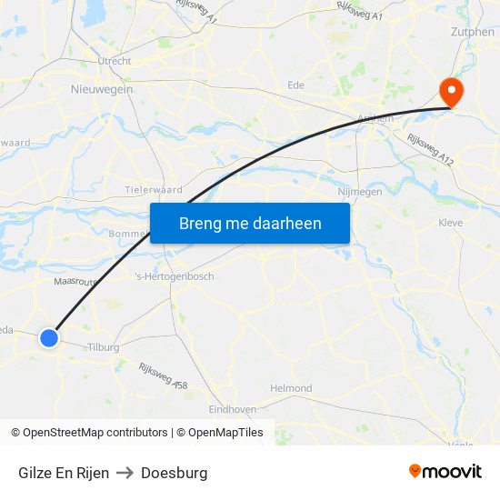 Gilze En Rijen to Doesburg map