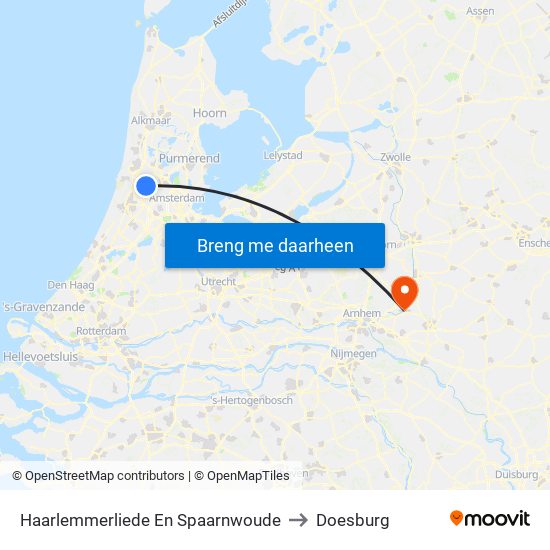 Haarlemmerliede En Spaarnwoude to Doesburg map