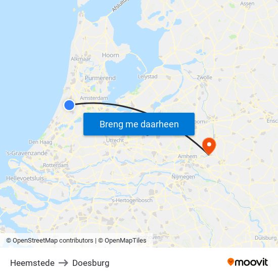Heemstede to Doesburg map