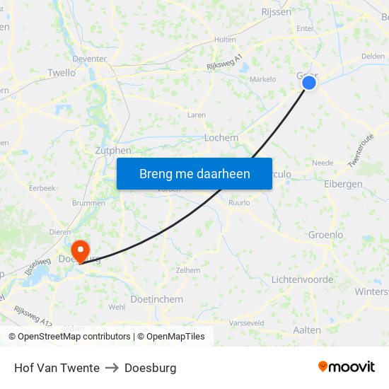 Hof Van Twente to Doesburg map