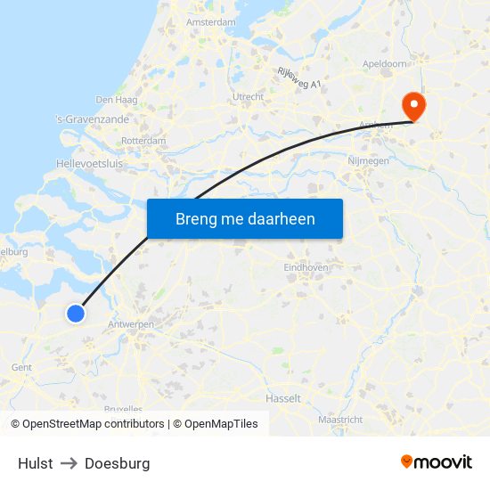 Hulst to Doesburg map