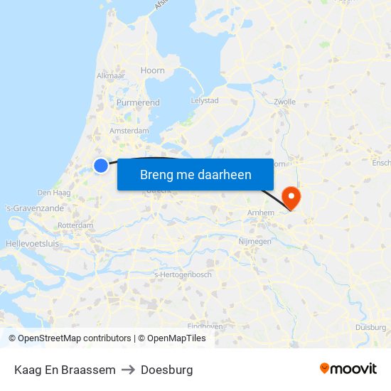 Kaag En Braassem to Doesburg map