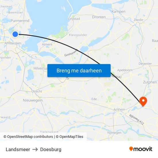 Landsmeer to Doesburg map