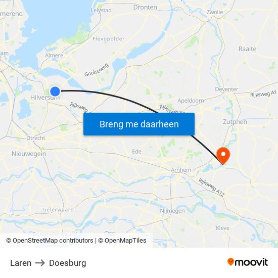 Laren to Doesburg map