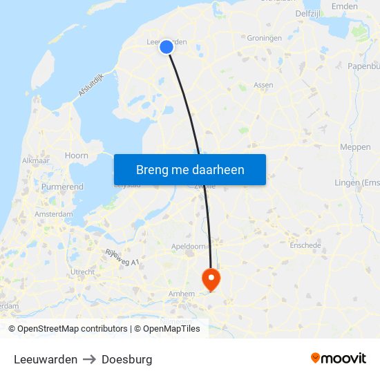 Leeuwarden to Doesburg map