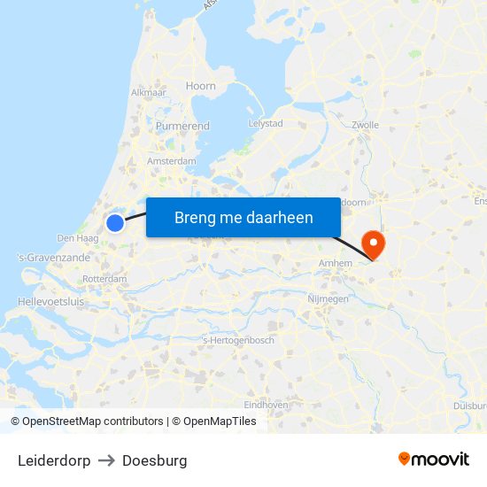 Leiderdorp to Doesburg map