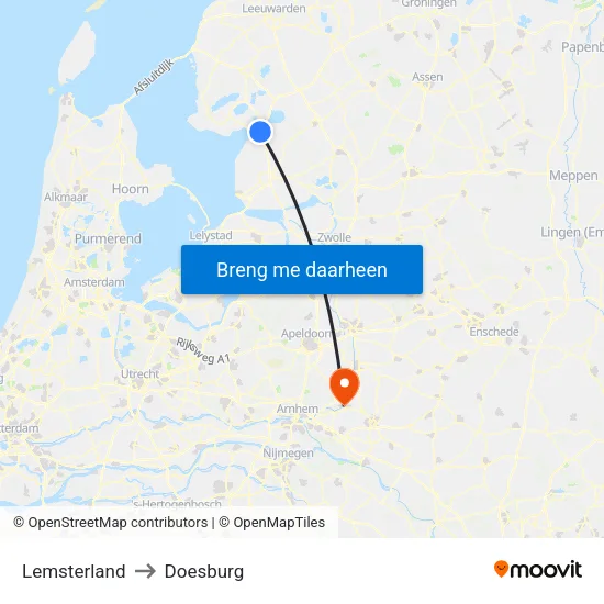 Lemsterland to Doesburg map