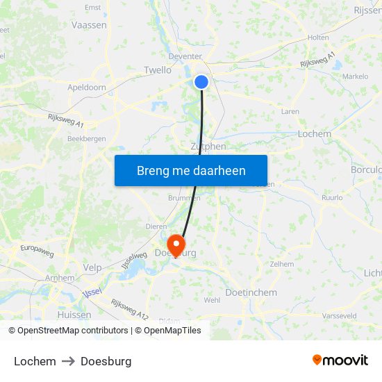 Lochem to Doesburg map