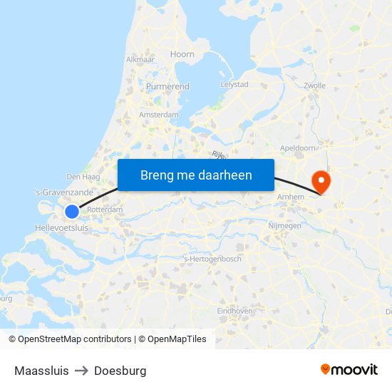 Maassluis to Doesburg map