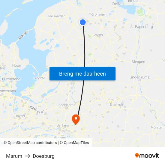 Marum to Doesburg map