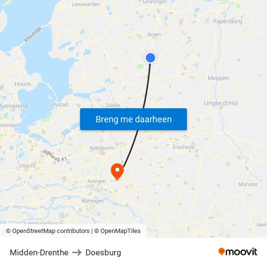 Midden-Drenthe to Doesburg map