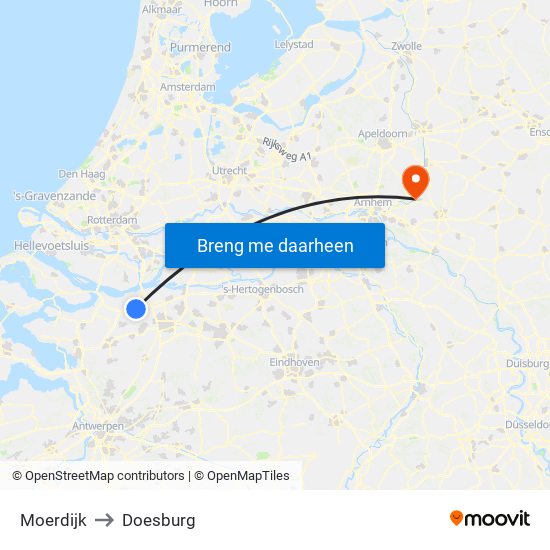 Moerdijk to Doesburg map