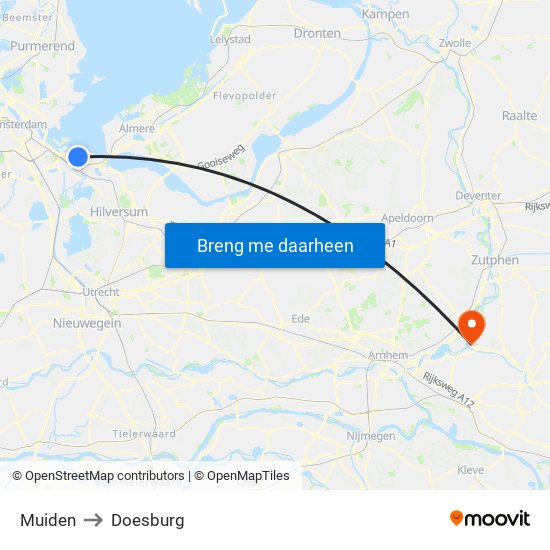 Muiden to Doesburg map