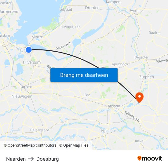 Naarden to Doesburg map