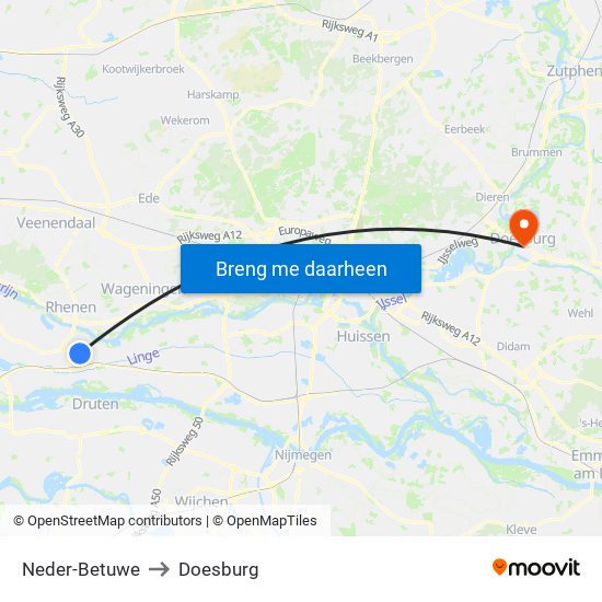 Neder-Betuwe to Doesburg map