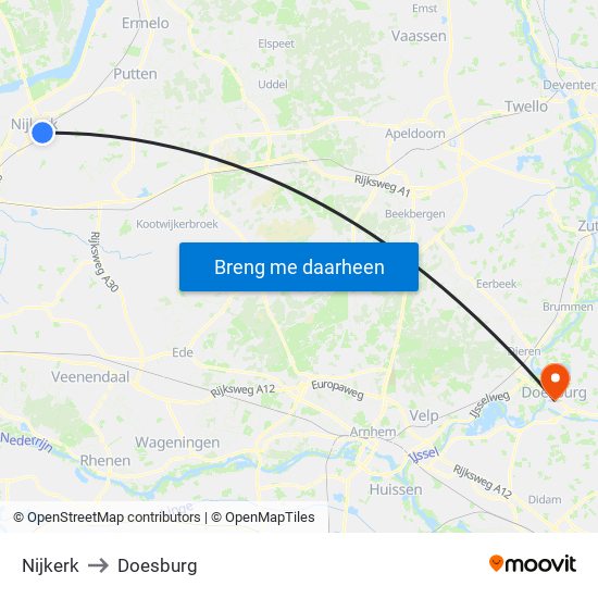 Nijkerk to Doesburg map