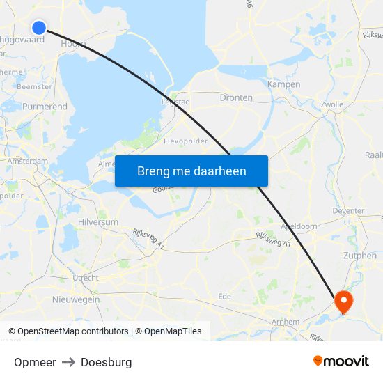 Opmeer to Doesburg map