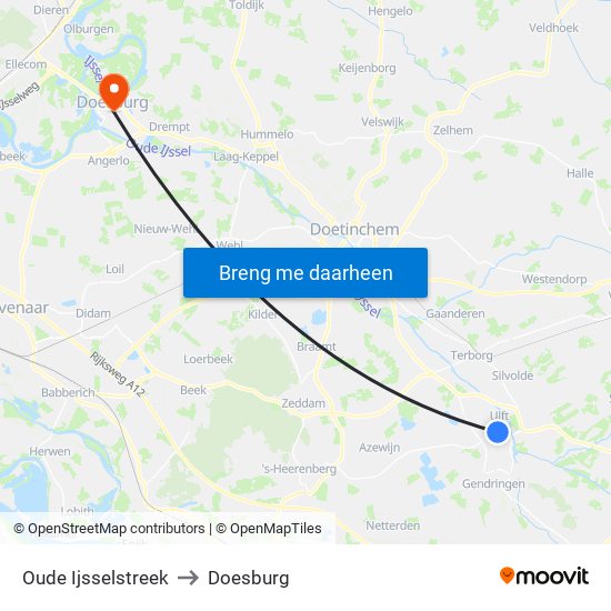 Oude Ijsselstreek to Doesburg map