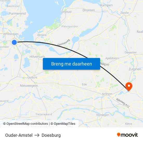 Ouder-Amstel to Doesburg map