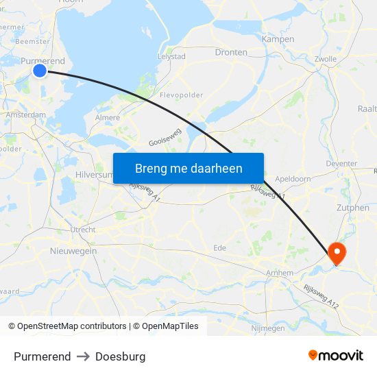 Purmerend to Doesburg map