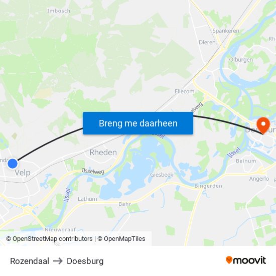 Rozendaal to Doesburg map
