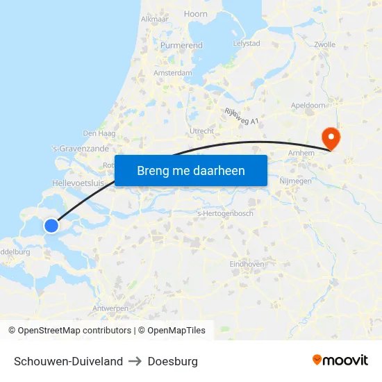Schouwen-Duiveland to Doesburg map