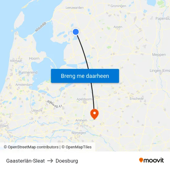 Gaasterlân-Sleat to Doesburg map