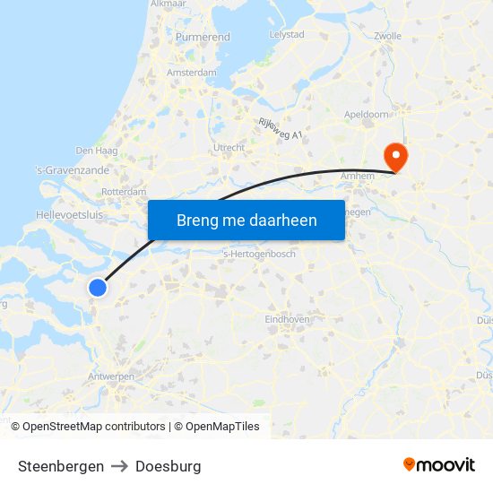 Steenbergen to Doesburg map
