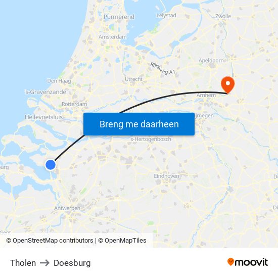 Tholen to Doesburg map