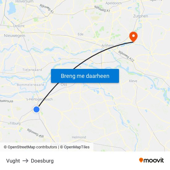 Vught to Doesburg map